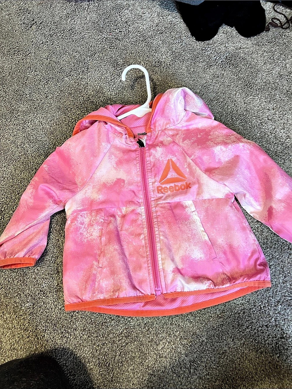Reebok Girls 12M Pink Hooded Rain Jacket Like New